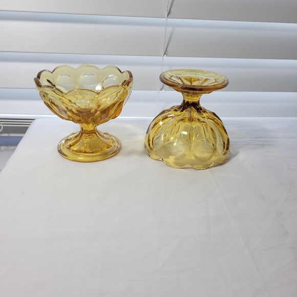 VINTAGE AMBER COMPOTE BOW 2 PICES - Picture 14 of 16